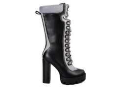 Women's London Rag Igloo Knee High Lace Up Heeled Boots