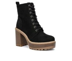 Women's Olivia Miller Evie Platform Heeled Lace Up Boots -Shoe Carnival Sales 2 108